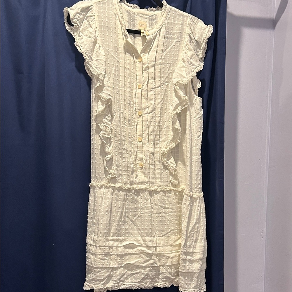 Chic White Ruffled Mini Dress